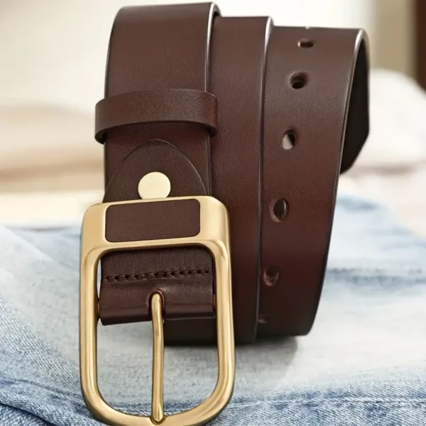 Retro Buckle Belt, Imported Coffee Color Men's Stylish Belt...
