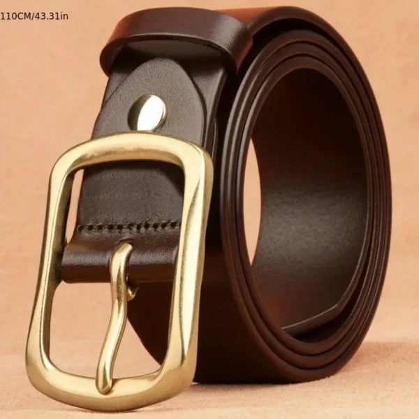 Retro Buckle Belt, Imported Coffee Color Men's Stylish Belt... - Image 2