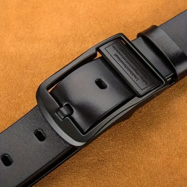 Versatile Business Casual Belt with Alloy Pin Buckle - Faux Leather, Standard Size for Men
