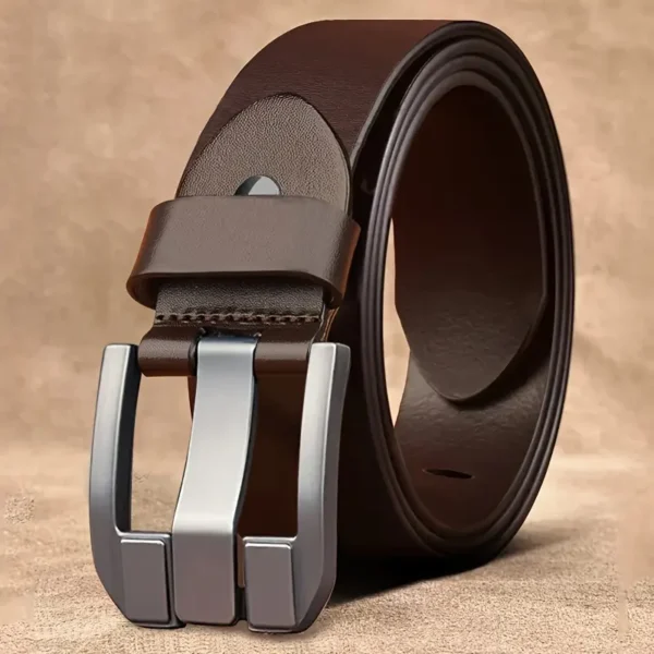 Men's Vintage Brown Faux Leather Belt - Casual Style Regular Fit with Buckle - Image 3