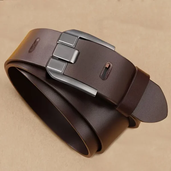 Men's Vintage Brown Faux Leather Belt - Casual Style Regular Fit with Buckle - Image 4