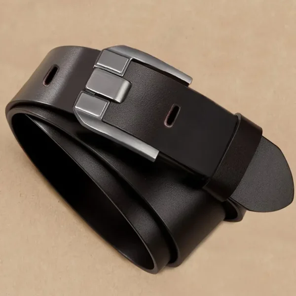 Men's Vintage Black Faux Leather Belt - Casual Style Regular Fit with Buckle - Image 4