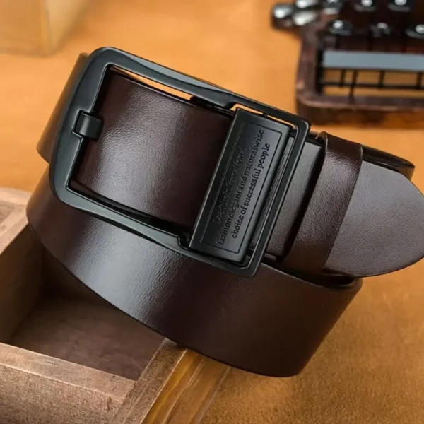 Versatile Business Casual Belt with Alloy Pin Buckle - Faux Leather, Standard Size for Men - Image 8