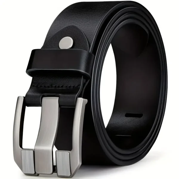Men's Vintage Black Faux Leather Belt - Casual Style Regular Fit with Buckle - Image 3