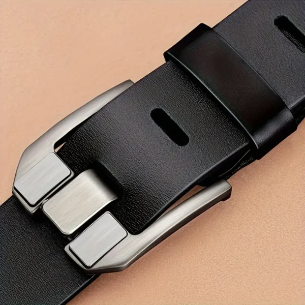 Men's Vintage Black Faux Leather Belt - Casual Style Regular Fit with Buckle - Image 6