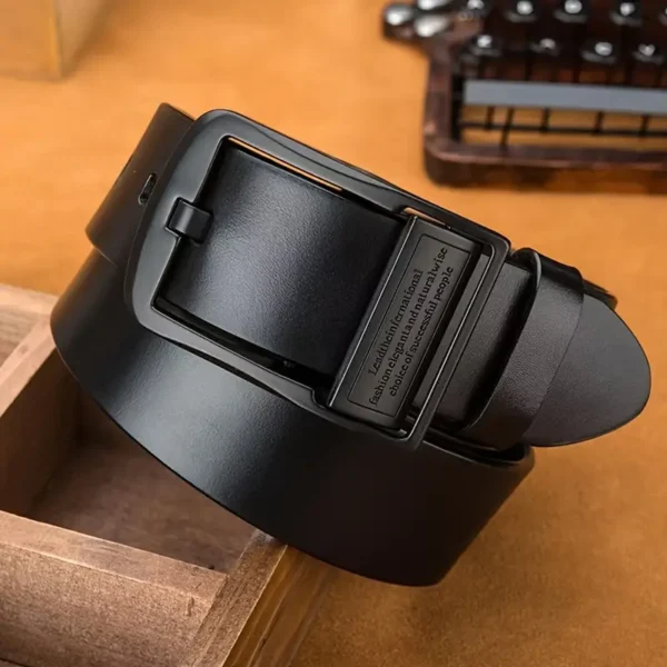 Versatile Business Casual Belt with Alloy Pin Buckle - Faux Leather, Standard Size for Men - Image 4