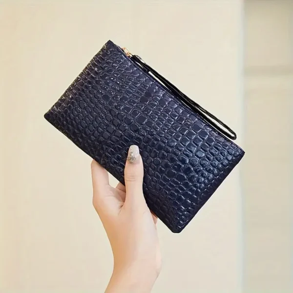 Minimalist Faux Leather Clutch for Women, Lightweight Zippered Handbag - Image 15