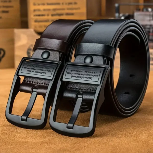 Men's Casual Faux Leather Belt with Iron Square Buckle, Non-Washable, Stylish Business Dress Belt for Young Men - Image 5