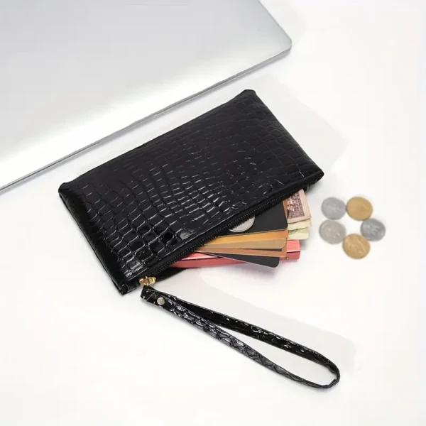 Minimalist Faux Leather Clutch for Women, Lightweight Zippered Handbag - Image 14