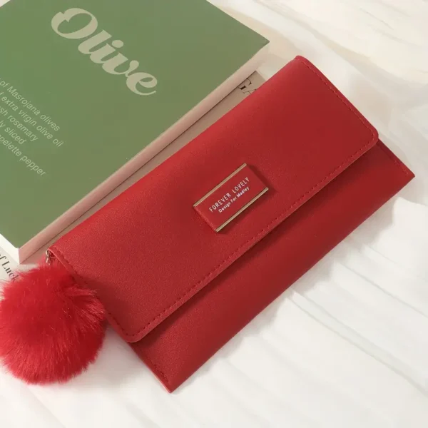 STYLISH Chic Women's Foldable Long Wallet, Design in Red, Cute Purse