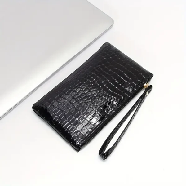 Women Crocodile Pattern Clutch, Stylish Wristlet Handbag Bag, Elegant Mobile Phone Coin Purse - Image 2