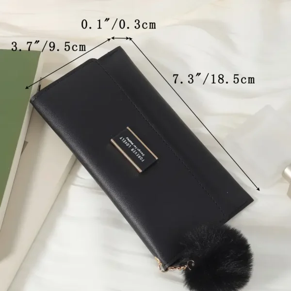 STYLISH Chic Women's Foldable Long Wallet, Design in Black, Cute Purse - Image 4