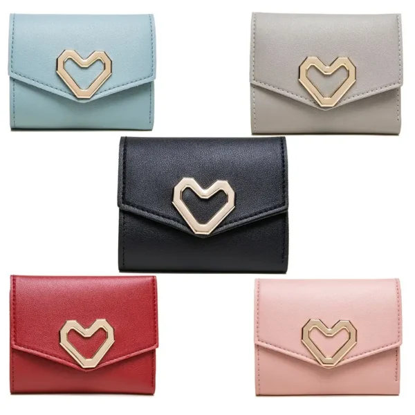 Heart Triangle Wallet, Faux Leather Trifold Clutch with Tassel Pendant - Image 8