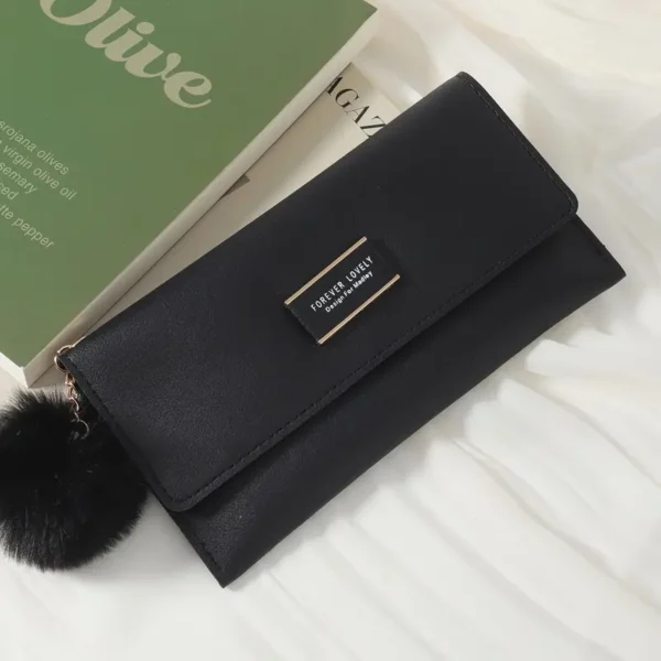STYLISH Chic Women's Foldable Long Wallet, Design in Black, Cute Purse