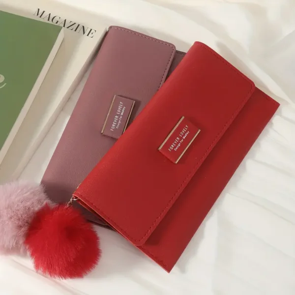 STYLISH Chic Women's Foldable Long Wallet, Design in Red, Cute Purse - Image 4