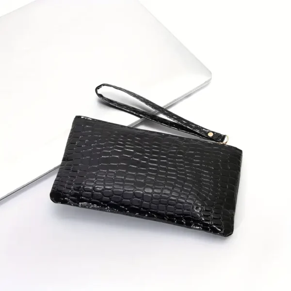 Women Crocodile Pattern Clutch, Stylish Wristlet Handbag Bag, Elegant Mobile Phone Coin Purse - Image 6