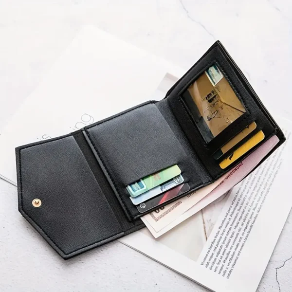 Women's Heart Triangle Wallet, Faux Leather Trifold Clutch with Tassel Pendant - Image 6